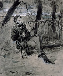 Alexander Pushkin (1865-1911) en un parque, 1899 de Valentin Aleksandrovich Serov
